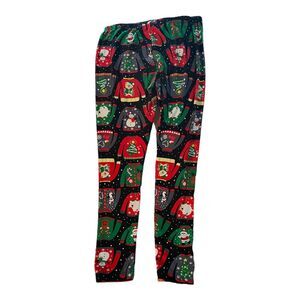 CHRISTMAS UGLY SWEATER leggings Pants Women Junior Lg 11-13 Ankle Length 28x36